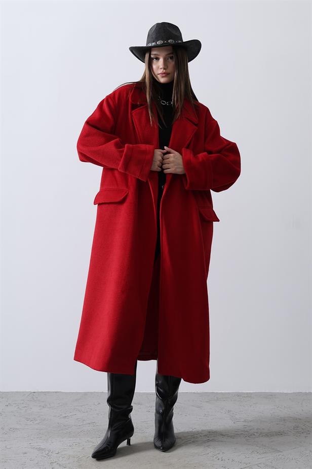 RYN Wide Sleeve Oversized Coat - Red - Farmington Hills