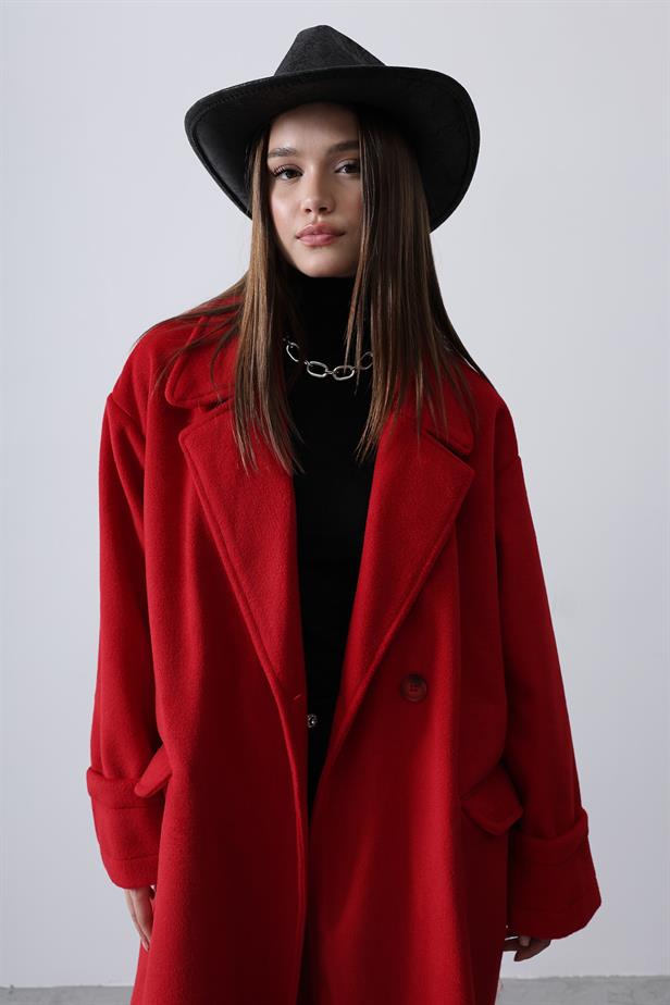 RYN Wide Sleeve Oversized Coat - Red - Farmington Hills