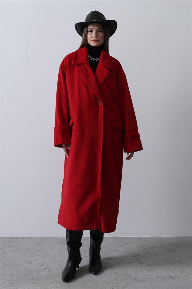 RYN Wide Sleeve Oversized Coat - Red - Farmington Hills