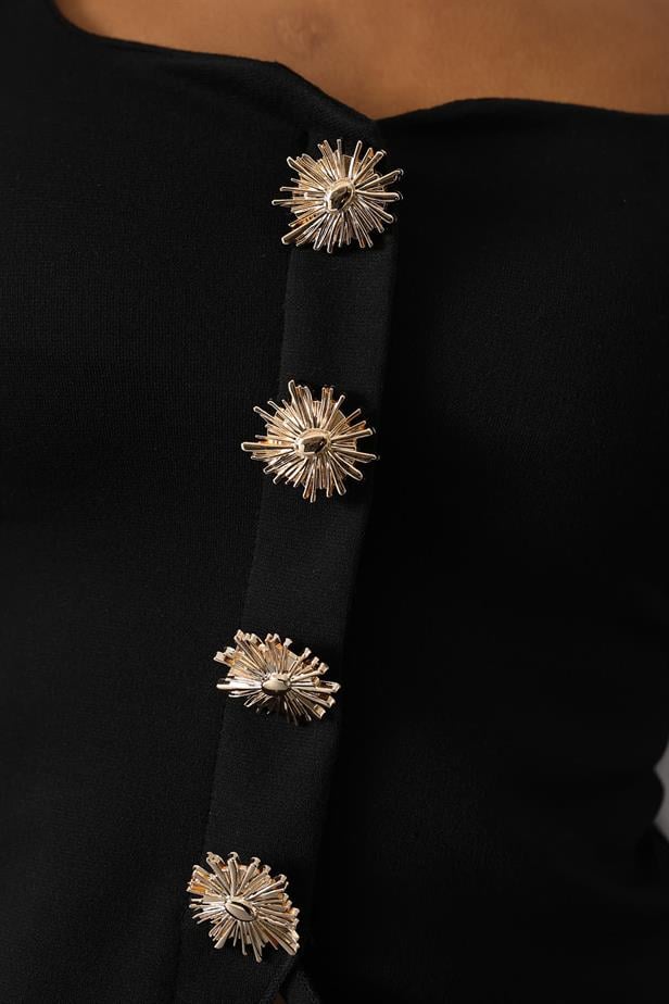 RYN GOLD DETAIL BLOUSE - Black - Chapel Hill