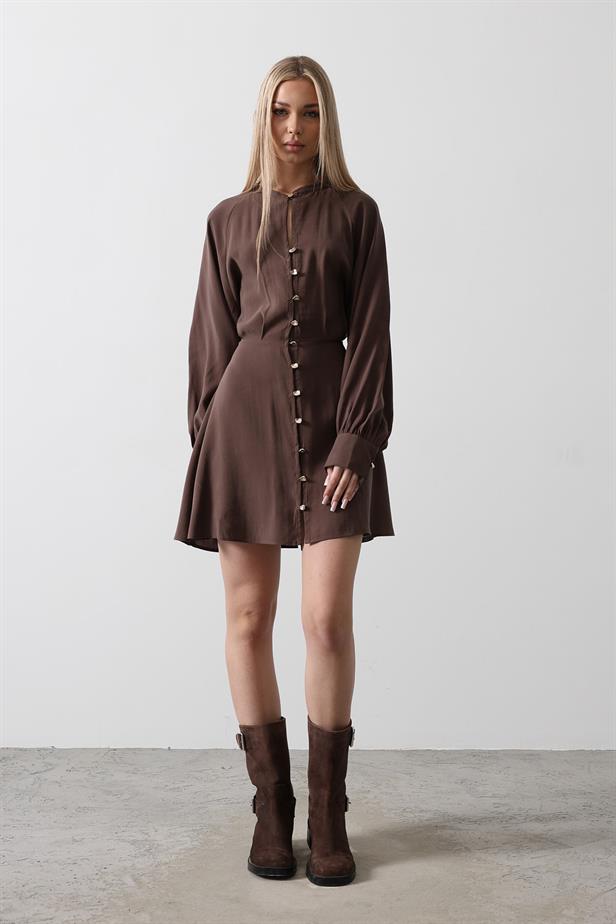 RYN Gold Color Shirt with Button Detail - Brown - Cedar Park