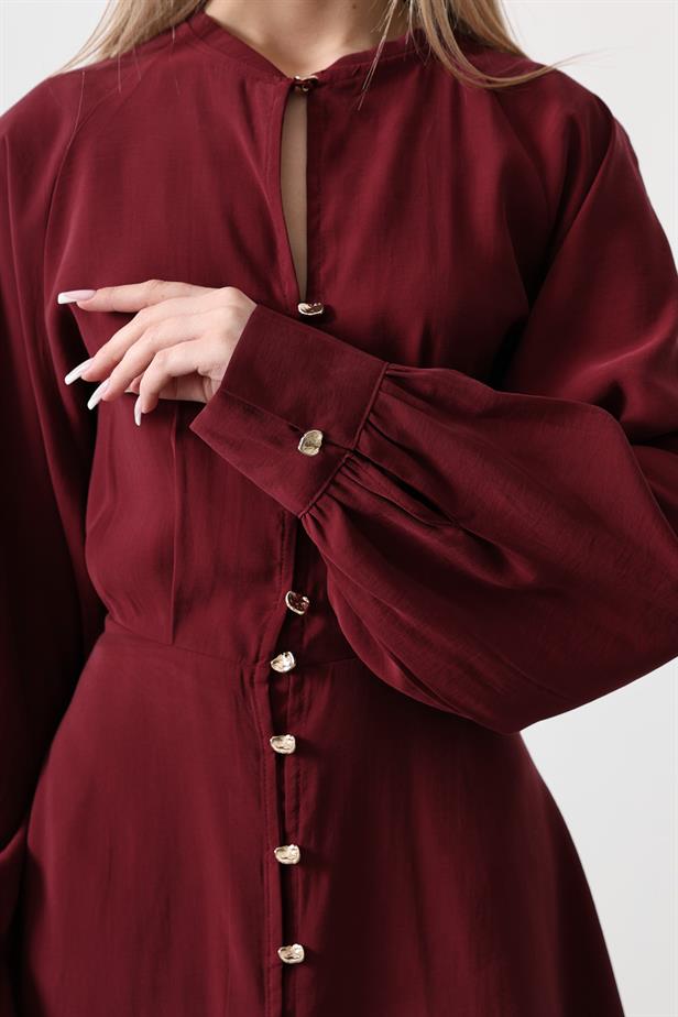 RYN Gold Color Shirt with Button Detail - Burgundy - Lansing