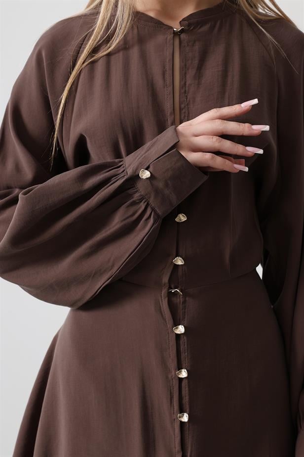 RYN Gold Color Shirt with Button Detail - Brown - Cedar Park
