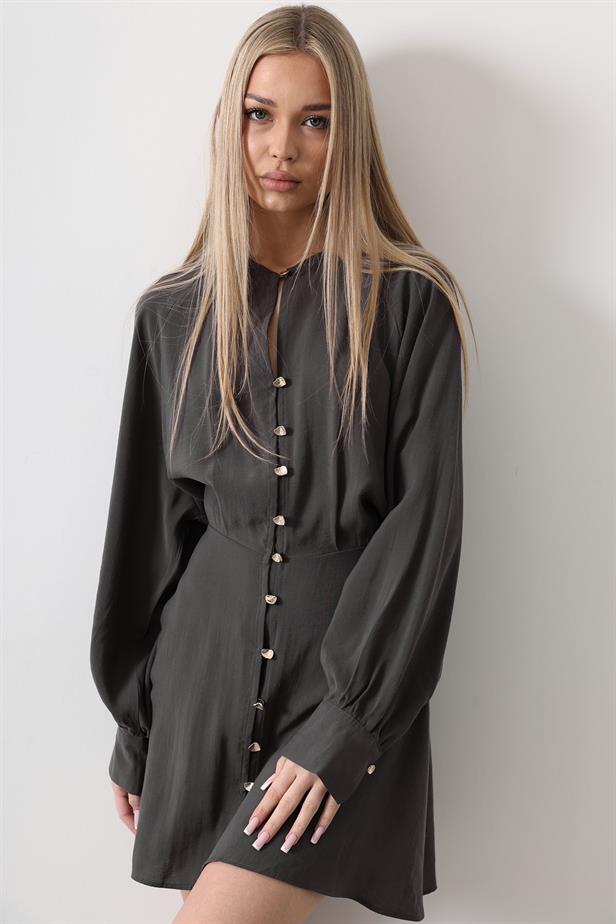 RYN Gold Color Shirt with Button Detail - Anthracite - Braga
