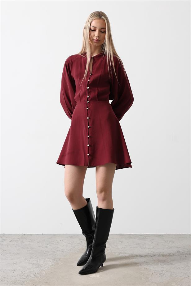 RYN Gold Color Shirt with Button Detail - Burgundy - Lansing