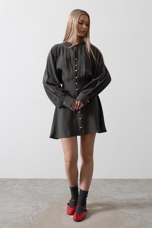 RYN Gold Color Shirt with Button Detail - Anthracite - Braga