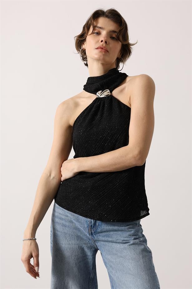 RYN HALTER YAKALI BLUZ - Siyah - Danville