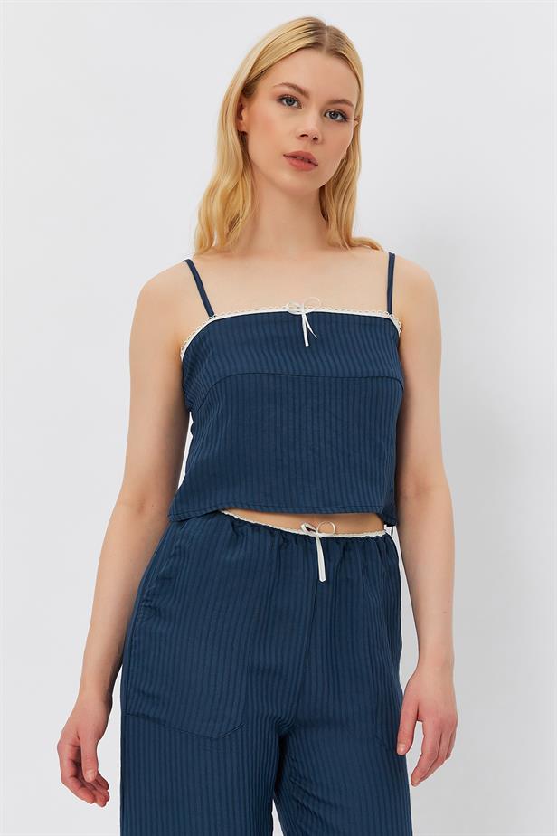 RYN Rope Strap Blouse - NAVY - Aliso Viejo