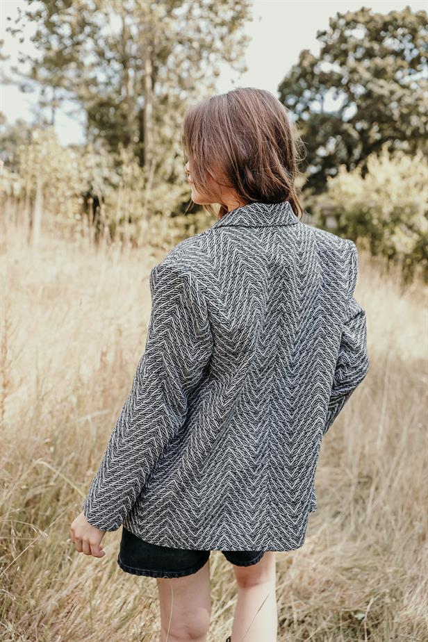 RYN Checked Blazer Jacket - Black-White - Iserlohn
