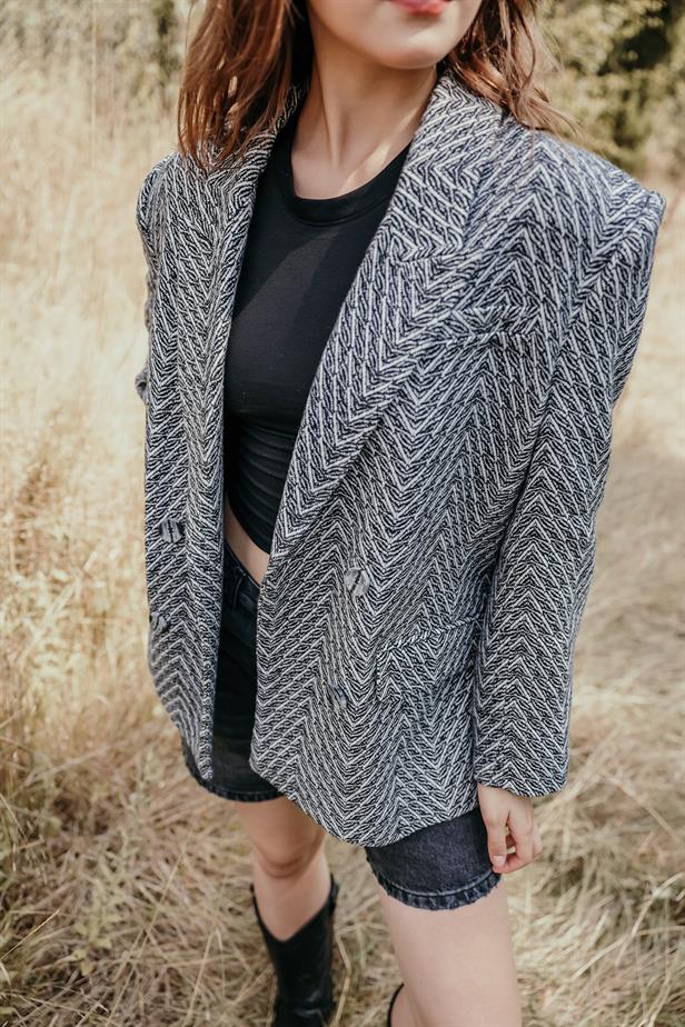 RYN Checked Blazer Jacket - Black-White - Iserlohn