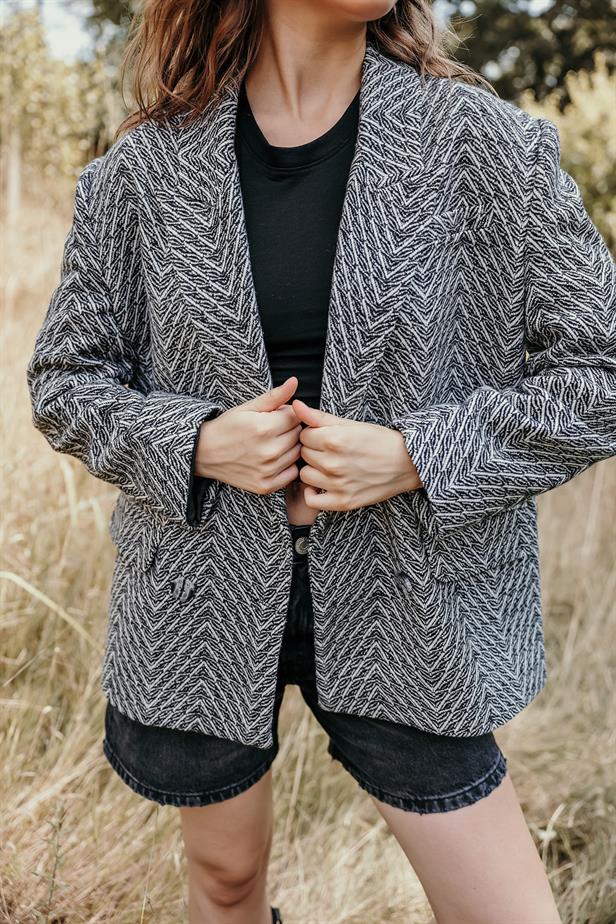 RYN Checked Blazer Jacket - Black-White - Iserlohn