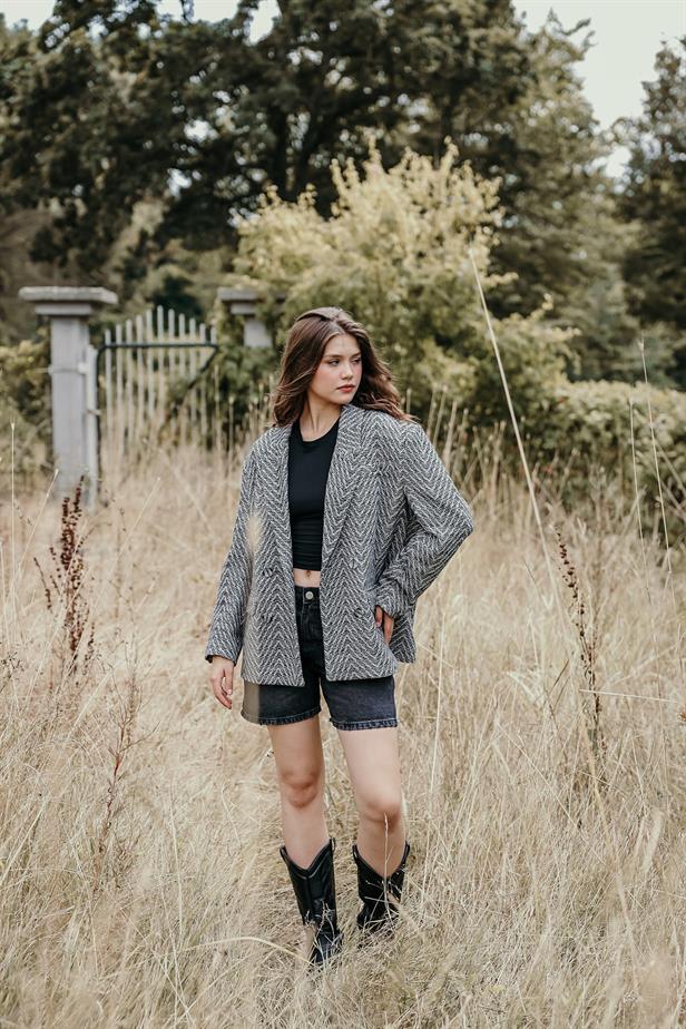 RYN Checked Blazer Jacket - Black-White - Iserlohn