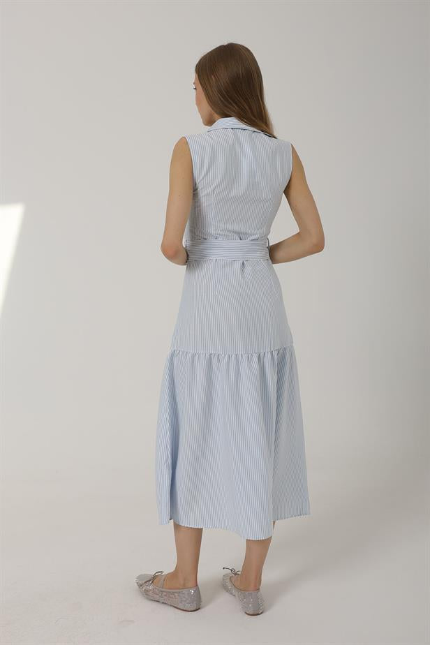 RYN Belted Striped Dress - Blue - Dunstable