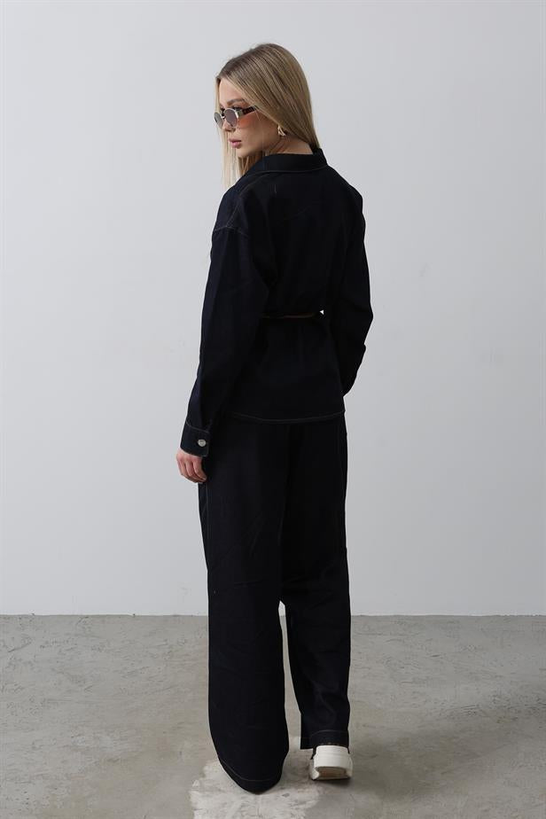 RYN Belted Denim Suit - Blue - Oyster Bay