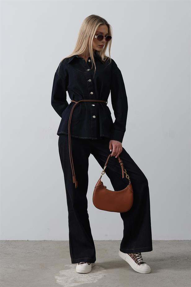 RYN Belted Denim Suit - Blue - Oyster Bay
