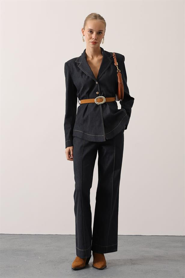 RYN BELTED FIT DENIM SUIT - Navy - Lünen