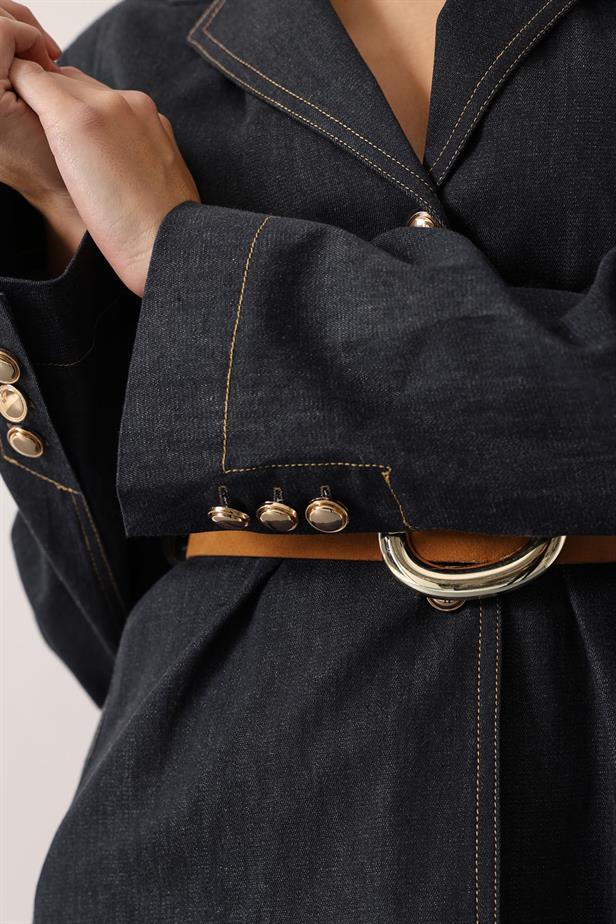 RYN BELTED FIT DENIM SUIT - Navy - Lünen