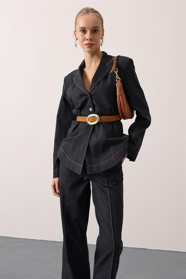 RYN BELTED FIT DENIM SUIT - Navy - Lünen