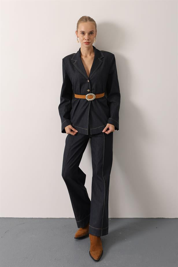 RYN BELTED FIT DENIM SUIT - Navy - Lünen