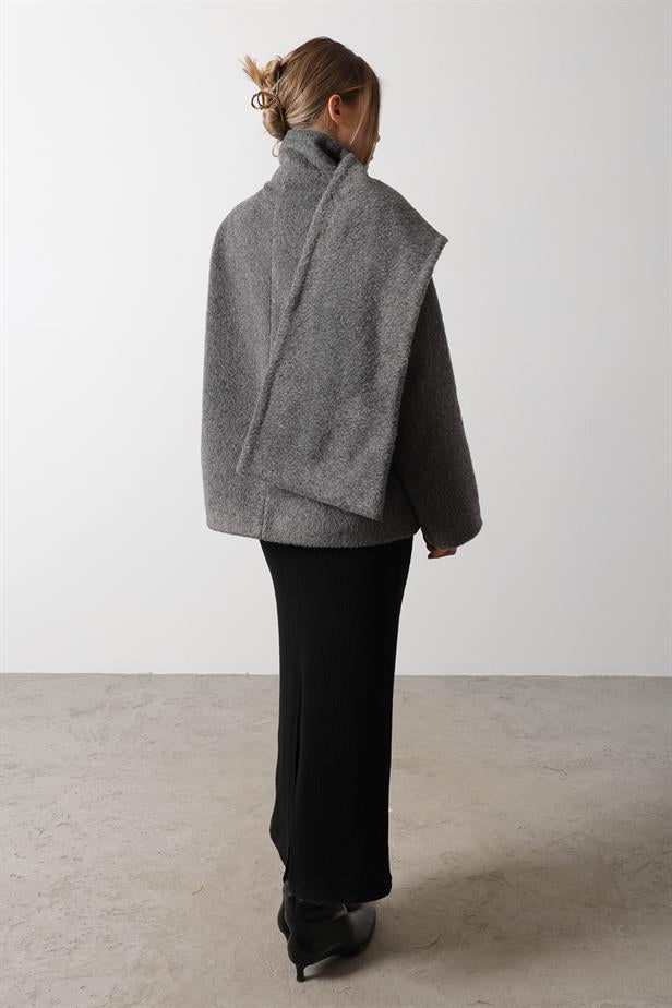 RYN Self-Scarf Coat - Smoke Gray - Hanau