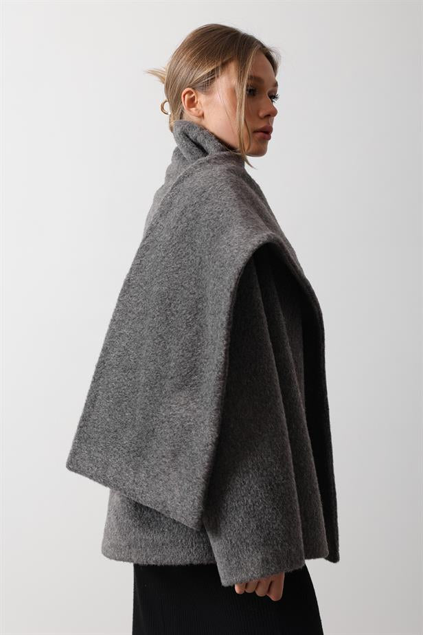 RYN Self-Scarf Coat - Smoke Gray - Hanau