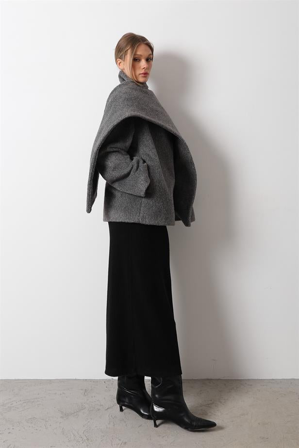 RYN Self-Scarf Coat - Smoke Gray - Hanau