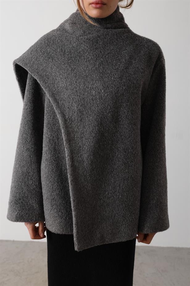 RYN Self-Scarf Coat - Smoke Gray - Hanau