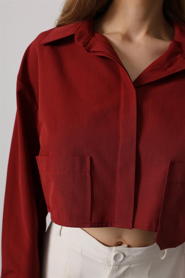 RYN Short Length Double Pocket Shirt - Burgundy - Hilo