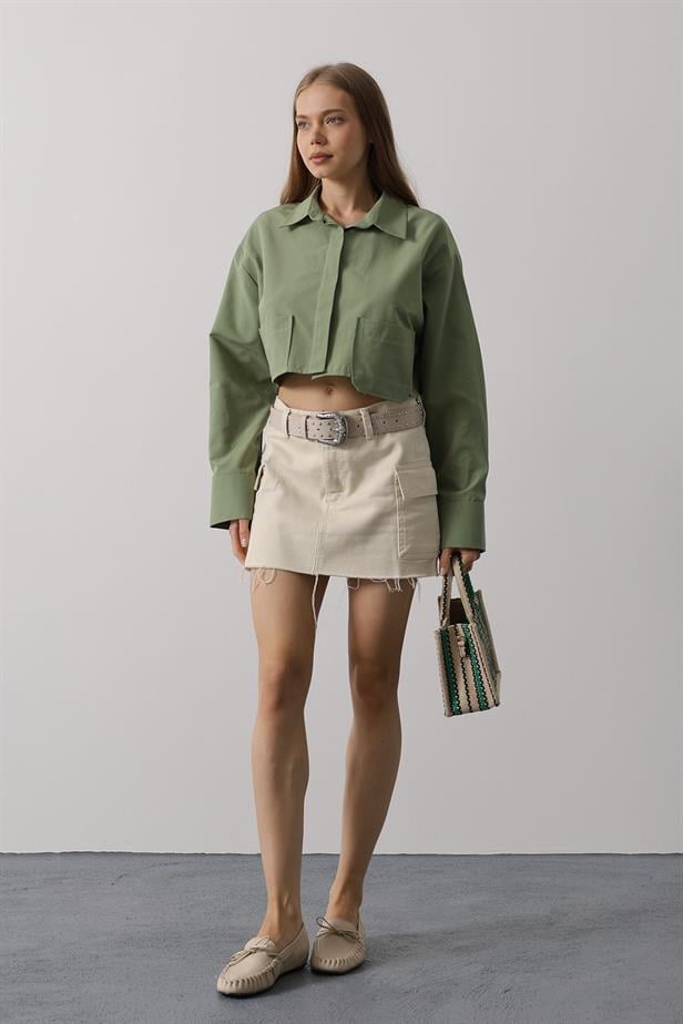 RYN Short Length Double Pocket Shirt - Khaki - Cuneo