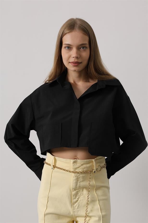 RYN Short Length Double Pocket Shirt - Black - Bryan