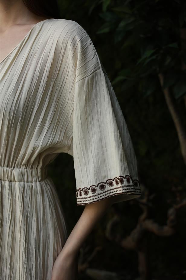 RYN Sleeve Skirt Embroidered Dress - Stone - Lynchburg