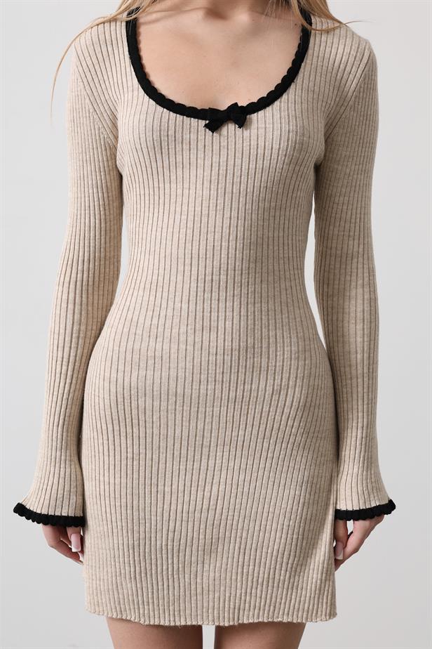 RYN Contrast Trim Knit Dress - Stone - Mugnano di Napoli