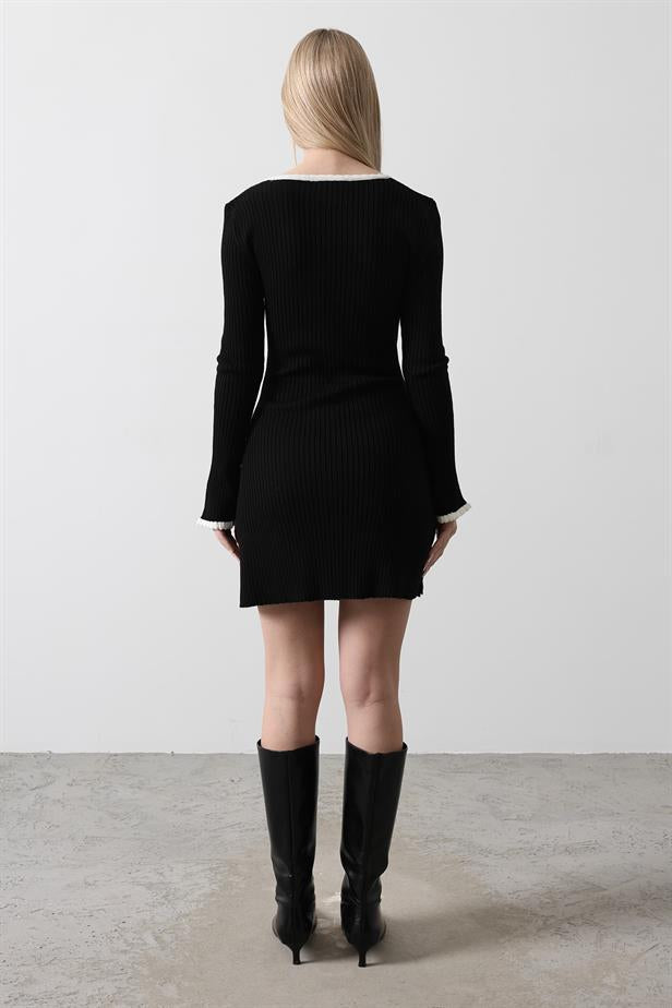 RYN Contrast Trim Knit Dress - Black - Girona
