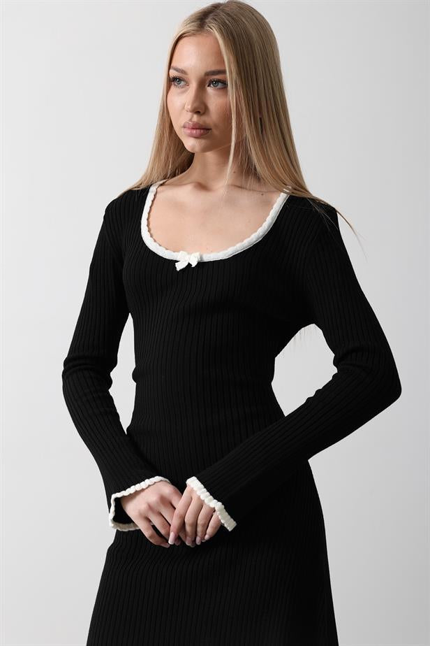 RYN Contrast Trim Knit Dress - Black - Girona