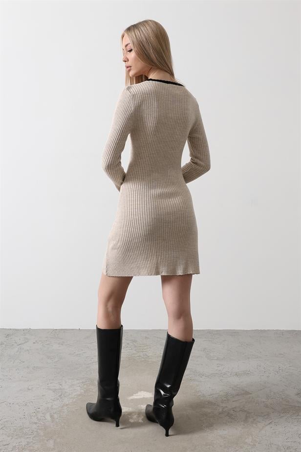 RYN Contrast Trim Knit Dress - Stone - Mugnano di Napoli