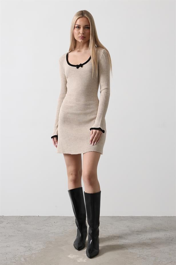RYN Contrast Trim Knit Dress - Stone - Mugnano di Napoli