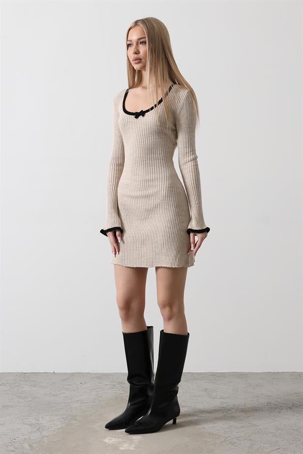 RYN Contrast Trim Knit Dress - Stone - Mugnano di Napoli