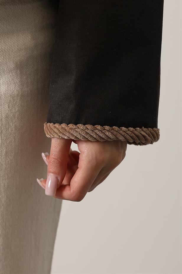 RYN CONTRAST COLLAR JACKET - Brown - Dubbo