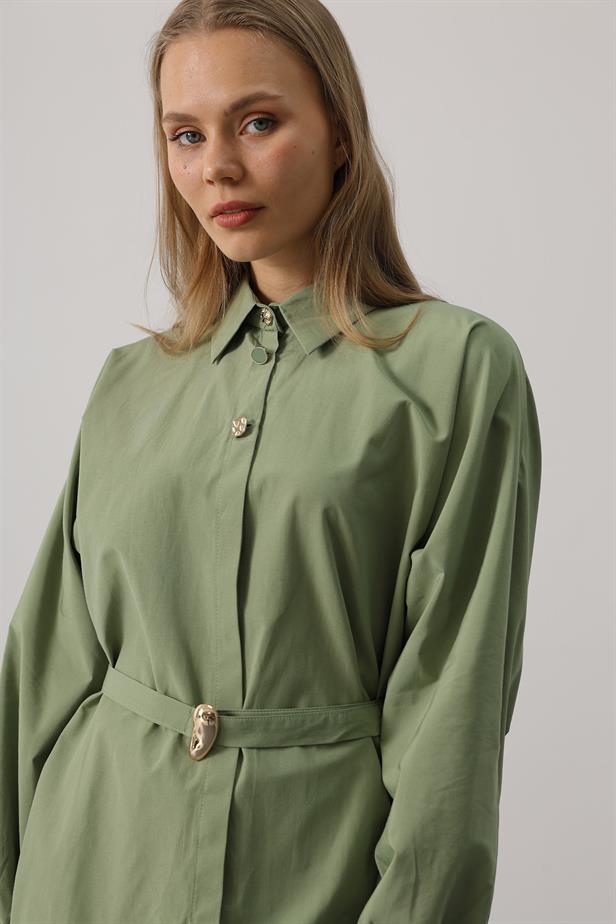 RYN Belted Detailed Tunic Shirt - Khaki - Erftstadt