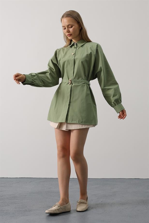 RYN Belted Detailed Tunic Shirt - Khaki - Erftstadt