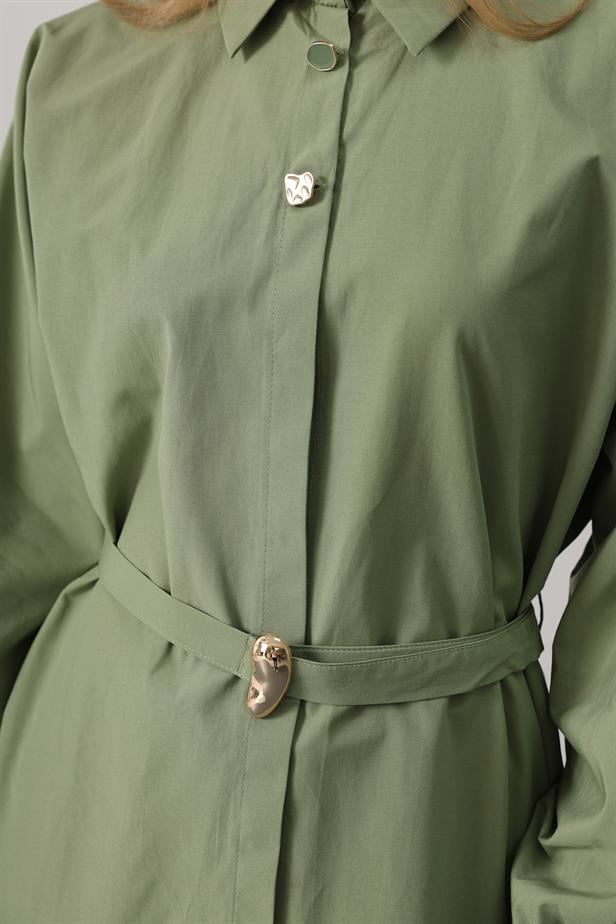 RYN Belted Detailed Tunic Shirt - Khaki - Erftstadt