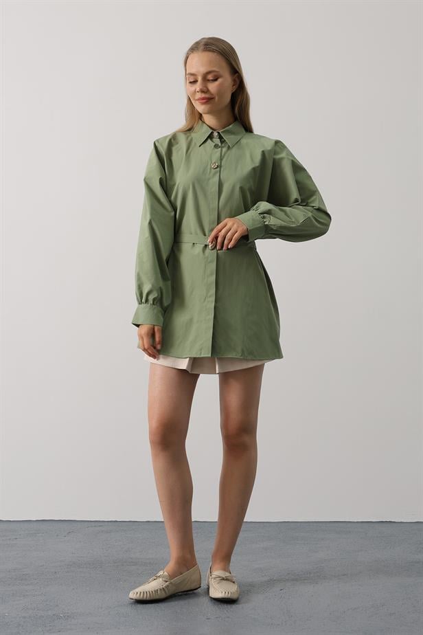RYN Belted Detailed Tunic Shirt - Khaki - Erftstadt