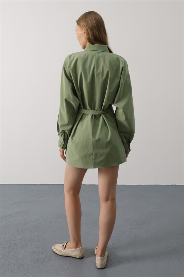 RYN Belted Detailed Tunic Shirt - Khaki - Erftstadt