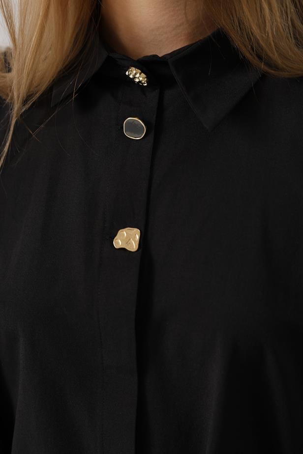 RYN Belted Detailed Tunic Shirt - Black - Lausanne
