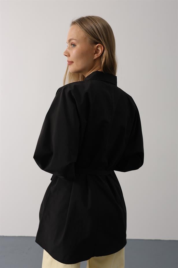 RYN Belted Detailed Tunic Shirt - Black - Lausanne