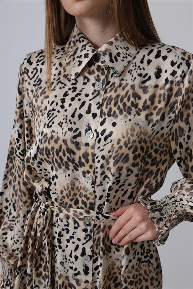 RYN Leopard Print Ruffled Dress - Leopard - Biella