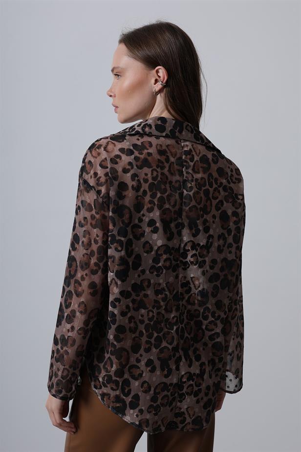 RYN Leopard Chiffon Shirt - Black Brown - Groningen