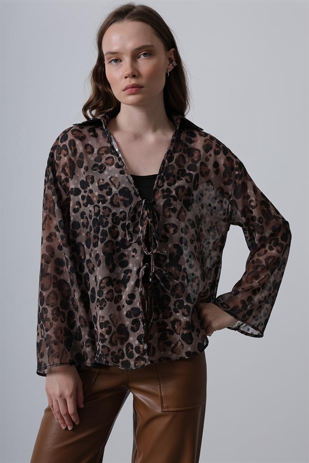 RYN Leopard Chiffon Shirt - Black Brown - Groningen