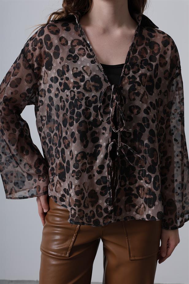 RYN Leopard Chiffon Shirt - Black Brown - Groningen