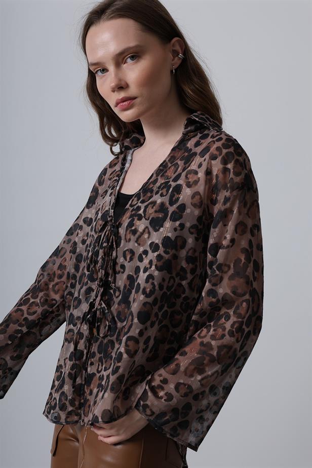 RYN Leopard Chiffon Shirt - Black Brown - Groningen